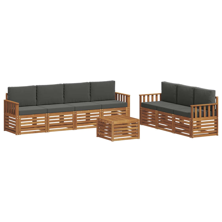 Sofasæt med pude 8 pcs Naturlig og Antracit Massivt Akacietræ