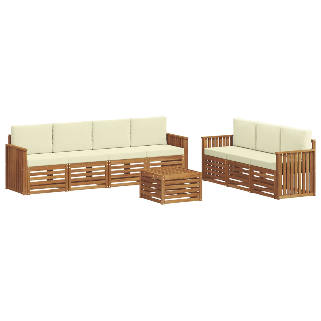 Sofasæt med pude 8 pcs Naturlig og Fløde Massivt Akacietræ