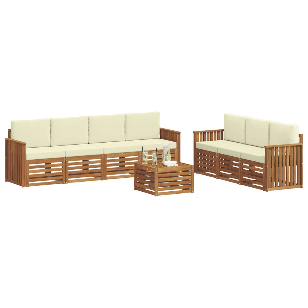 Sofasæt med pude 8 pcs Naturlig og Fløde Massivt Akacietræ