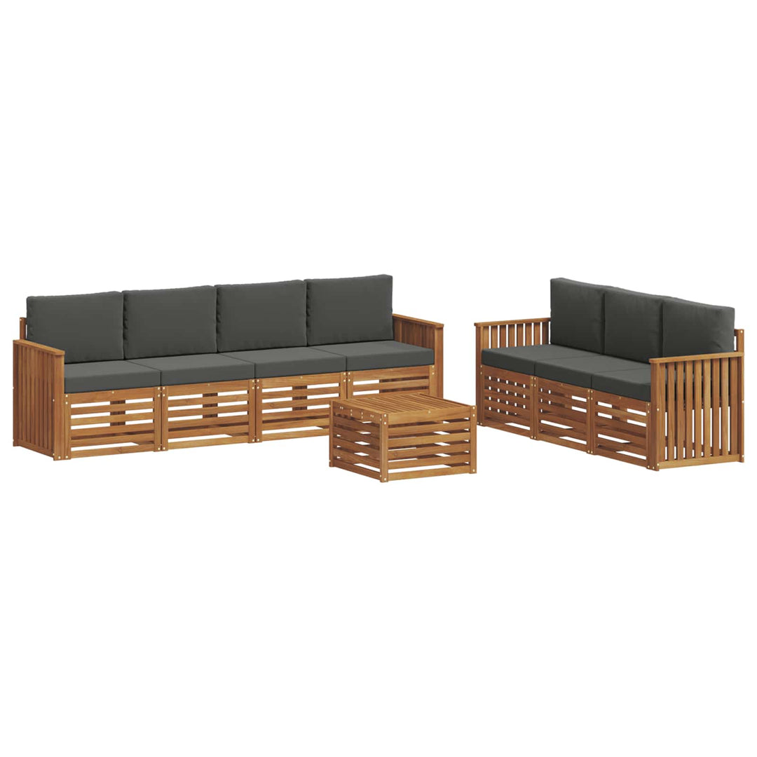 Sofasæt med pude 8 pcs Naturlig og Antracit Massivt Akacietræ