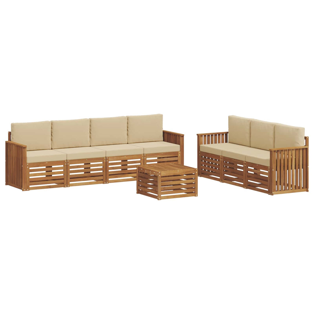 Sofasæt med pude 8 pcs Naturlig og Beige Massivt Akacietræ