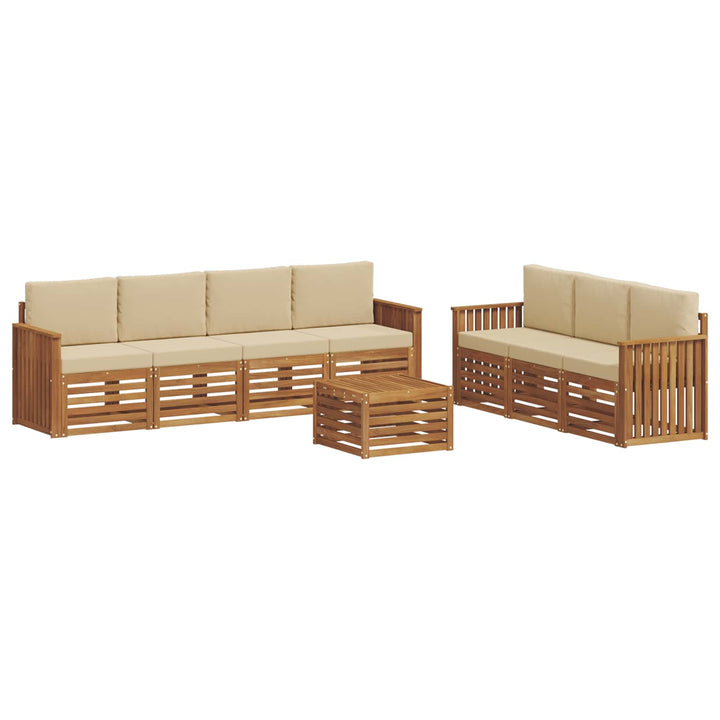 Sofasæt med pude 8 pcs Naturlig og Beige Massivt Akacietræ