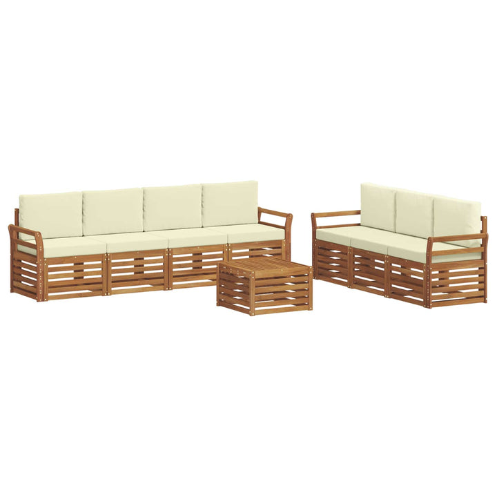 Sofasæt med pude 8 pcs Naturlig og Fløde Massivt Akacietræ