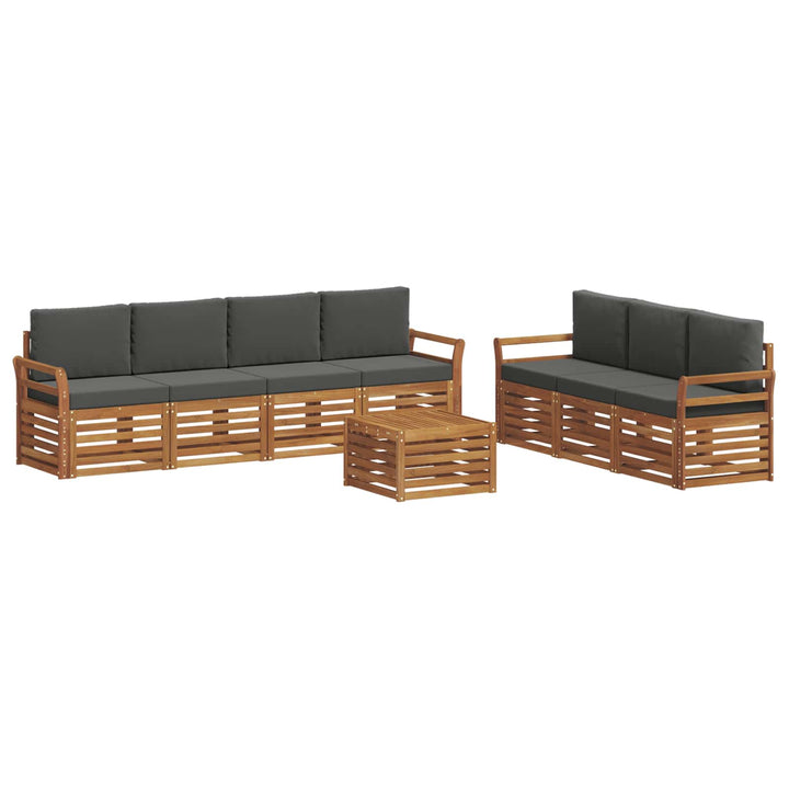 Sofasæt med pude 8 pcs Naturlig og Antracit Massivt Akacietræ