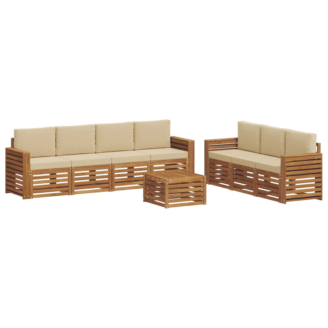 Sofasæt med pude 8 pcs Naturlig og Beige Massivt Akacietræ