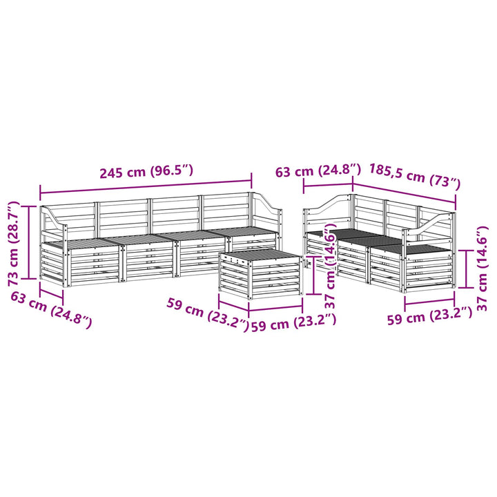 Sofasæt 8 pcs Naturfarvet Massivt Akacietræ