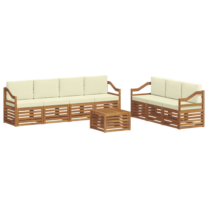 Sofasæt med pude 8 pcs Naturlig og Fløde Massivt Akacietræ