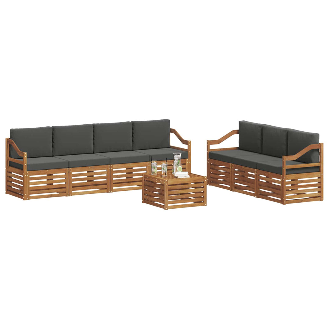 Sofasæt med pude 8 pcs Naturlig og Antracit Massivt Akacietræ