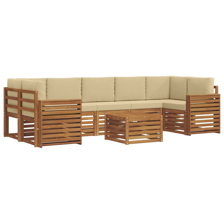 Udendørs sofagruppe 8 pcs Naturlig og Beige Massivt Akacietræ