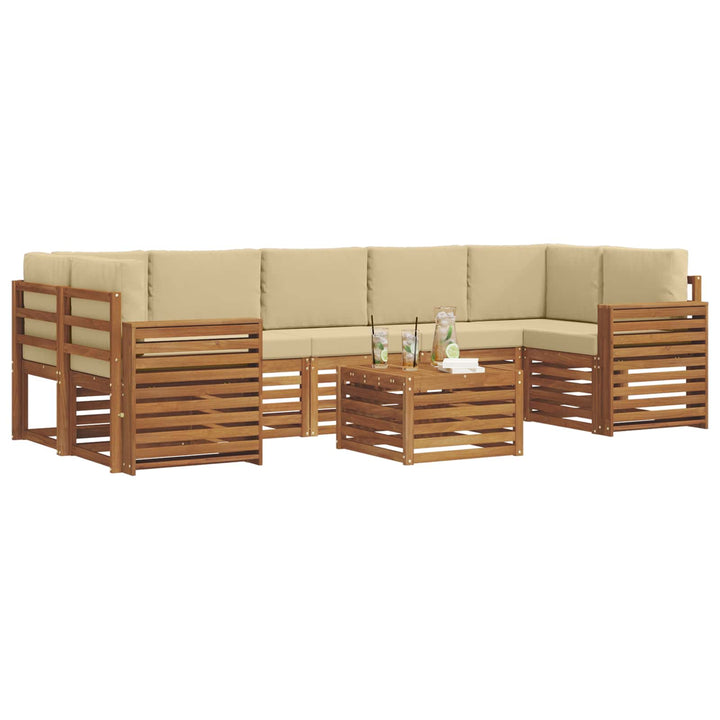 Udendørs sofagruppe 8 pcs Naturlig og Beige Massivt Akacietræ