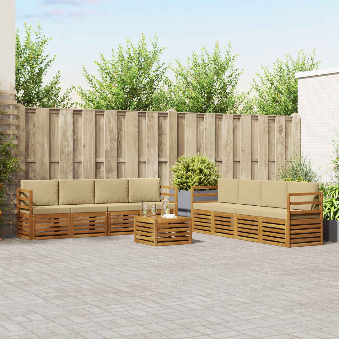 Udendørs sofagruppe 9 stk. Naturlig og Beige