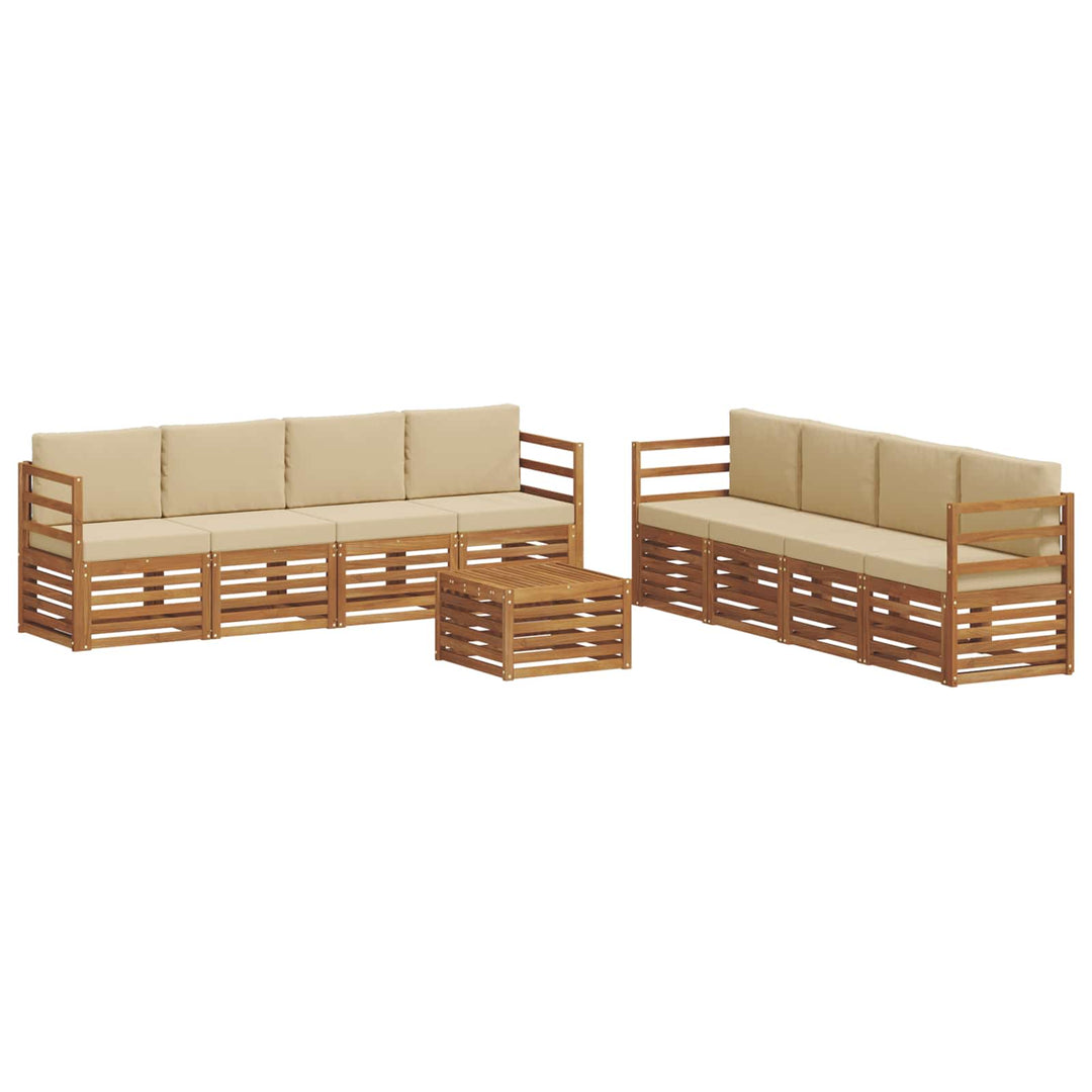Udendørs sofagruppe 9 stk. Naturlig og Beige