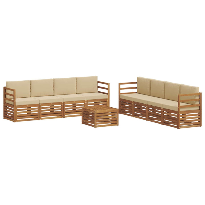Udendørs sofagruppe 9 stk. Naturlig og Beige