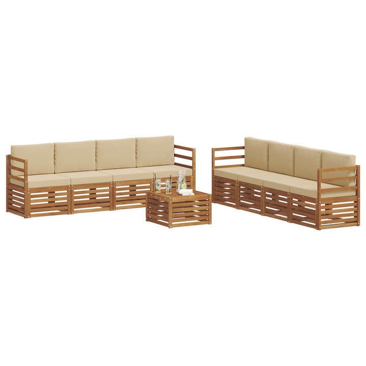Udendørs sofagruppe 9 stk. Naturlig og Beige