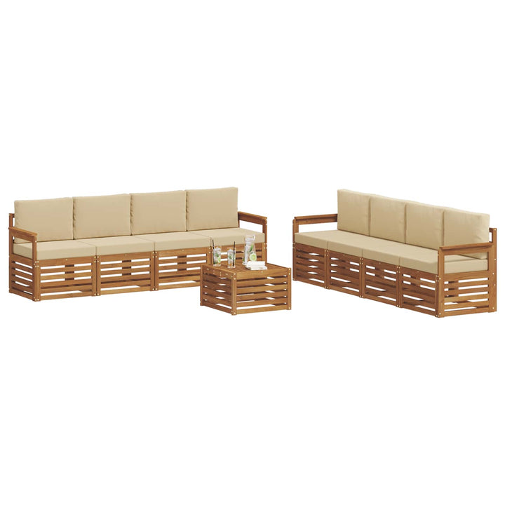Udendørs sofagruppe 9 stk. Naturlig og Beige