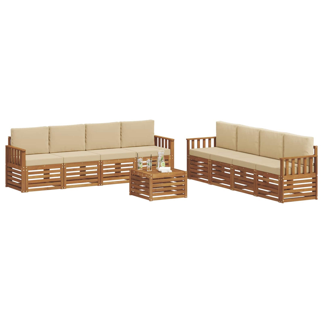 Udendørs sofagruppe 9 stk. Naturlig og Beige
