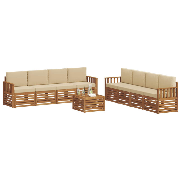 Udendørs sofagruppe 9 stk. Naturlig og Beige