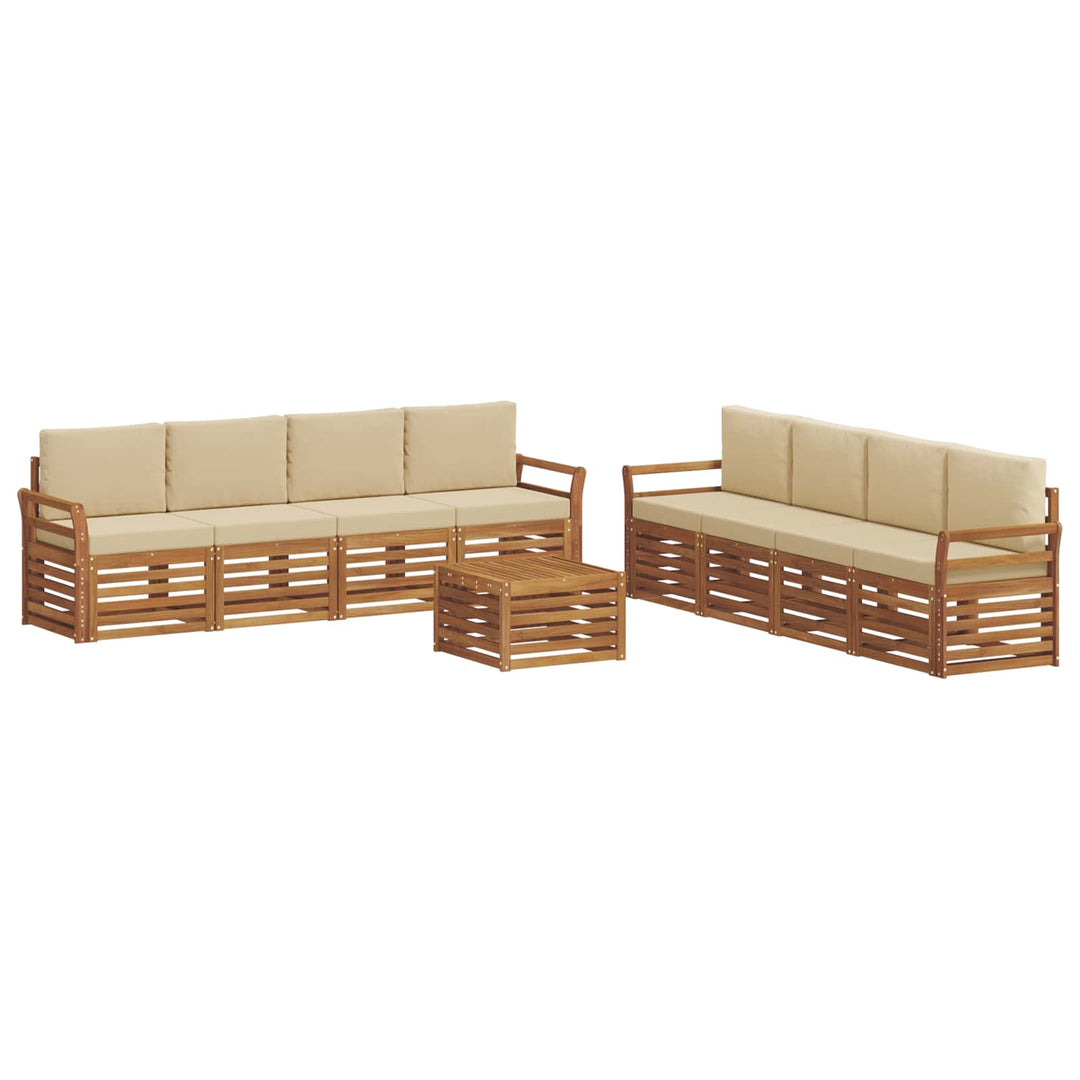 Udendørs sofagruppe 9 stk. Naturlig og Beige