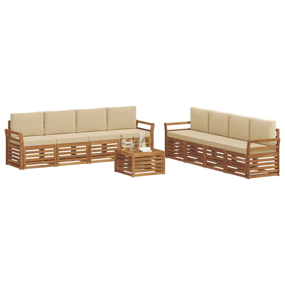Udendørs sofagruppe 9 stk. Naturlig og Beige