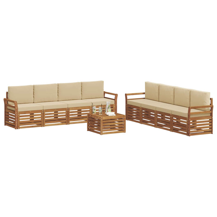 Udendørs sofagruppe 9 stk. Naturlig og Beige