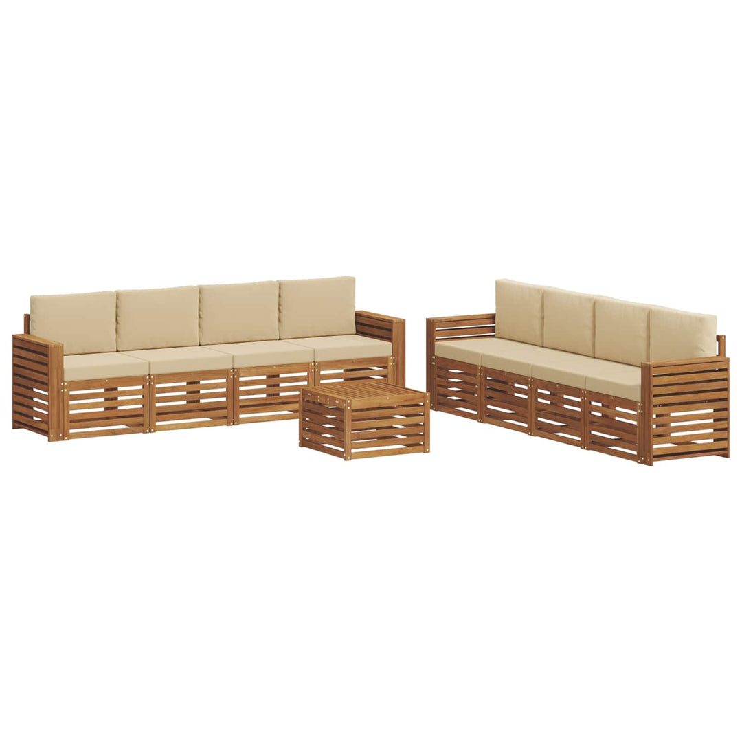 Udendørs sofagruppe 9 stk. Naturlig og Beige