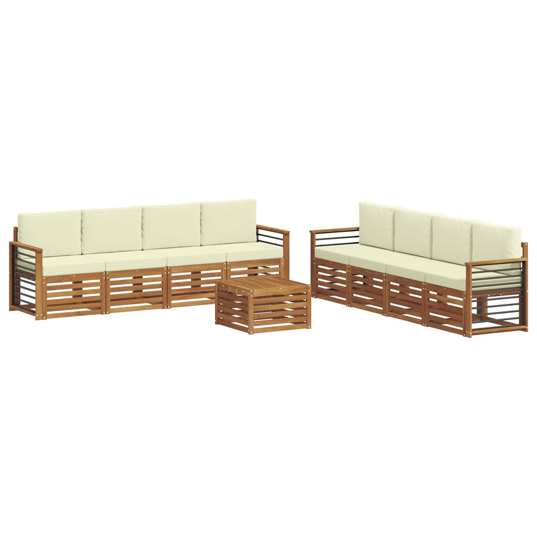 Udendørs sofagruppe 9 stk. Naturlig og Fløde