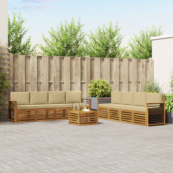Udendørs sofagruppe 9 stk. Naturlig og Beige