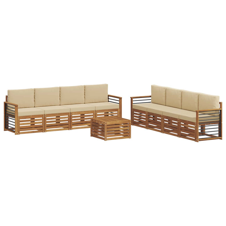Udendørs sofagruppe 9 stk. Naturlig og Beige