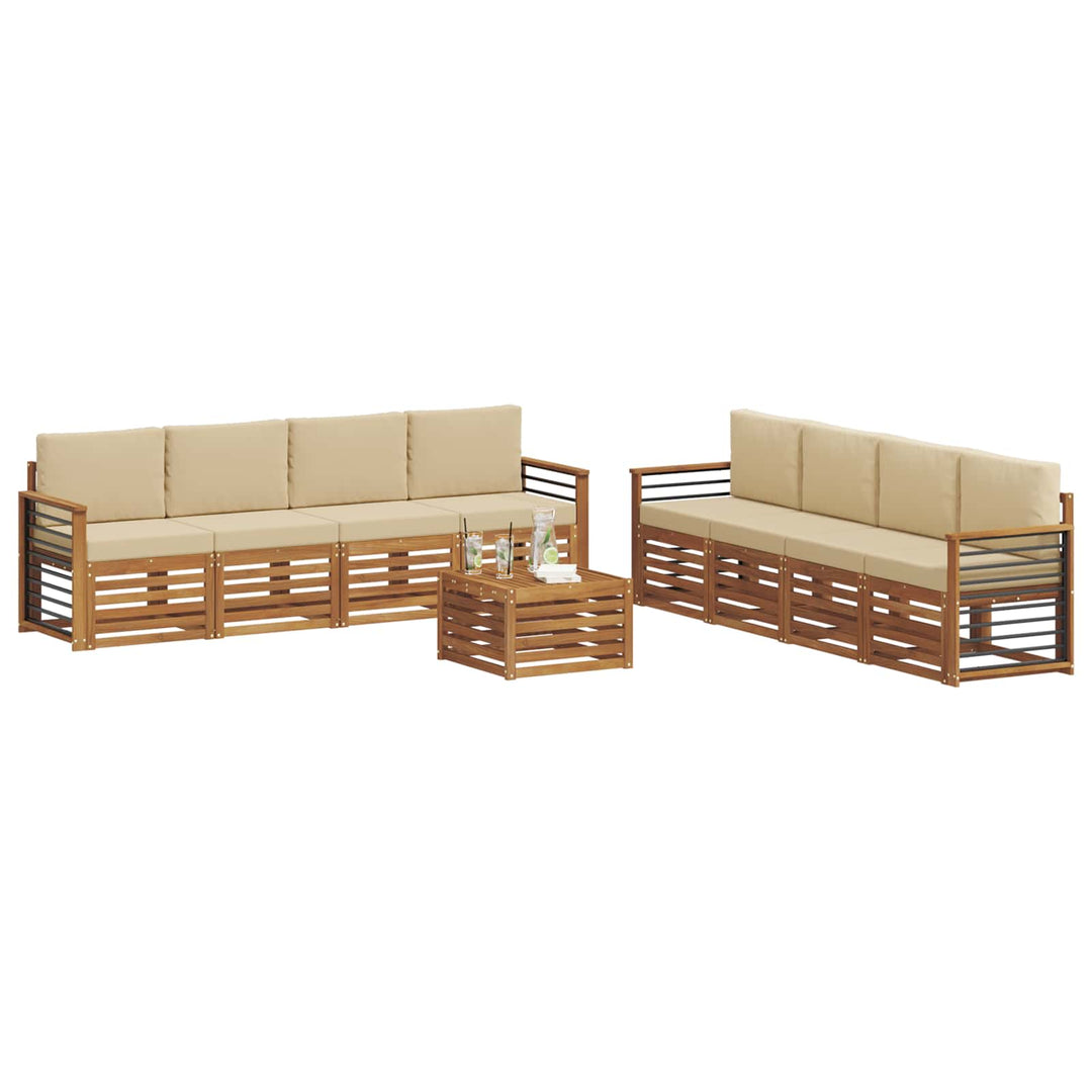 Udendørs sofagruppe 9 stk. Naturlig og Beige