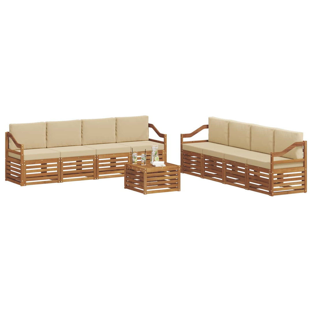 Udendørs sofagruppe 9 stk. Naturlig og Beige