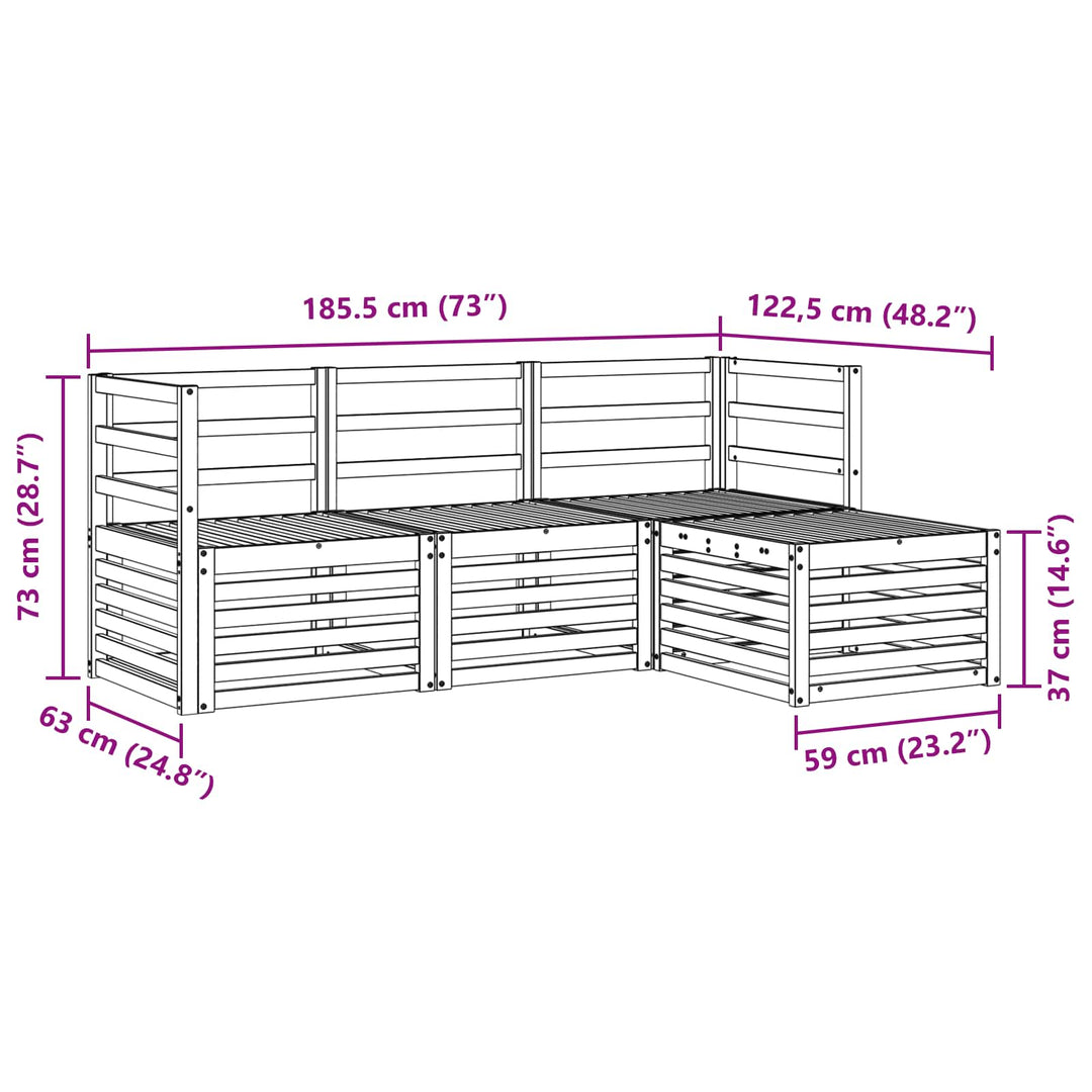 Udendørs sofagruppe 4 pcs Naturfarvet