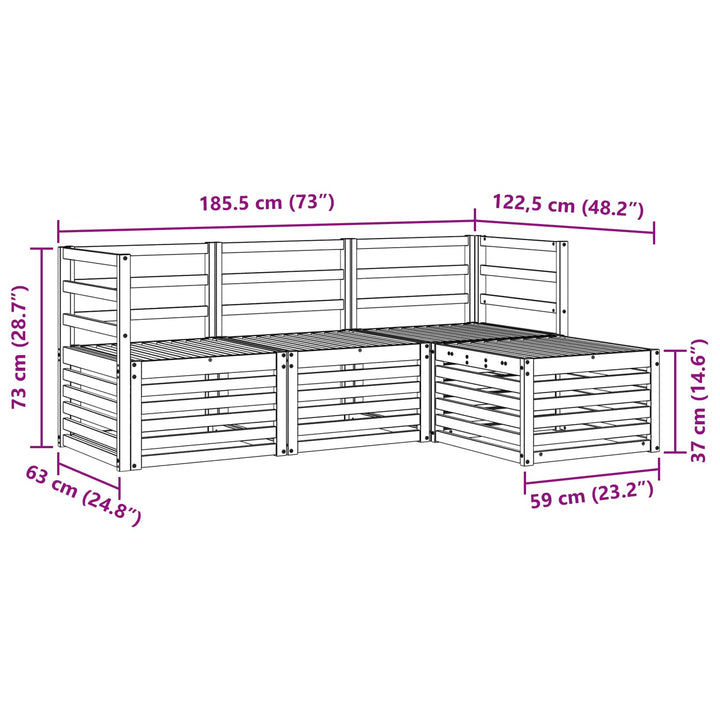 Udendørs sofagruppe 4 pcs Naturfarvet