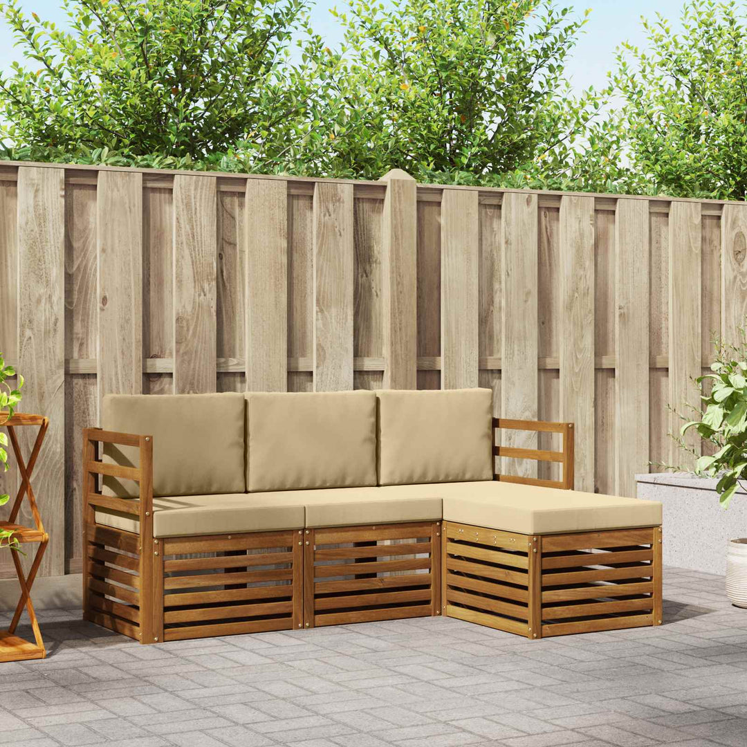 Udendørs sofagruppe med pude 4 pcs Naturlig og Beige