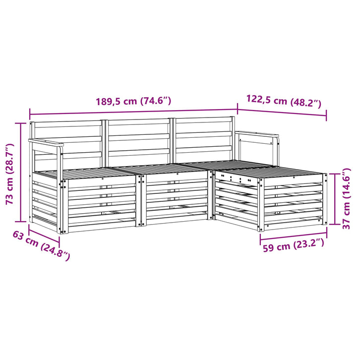 Udendørs sofagruppe 4 pcs Naturfarvet