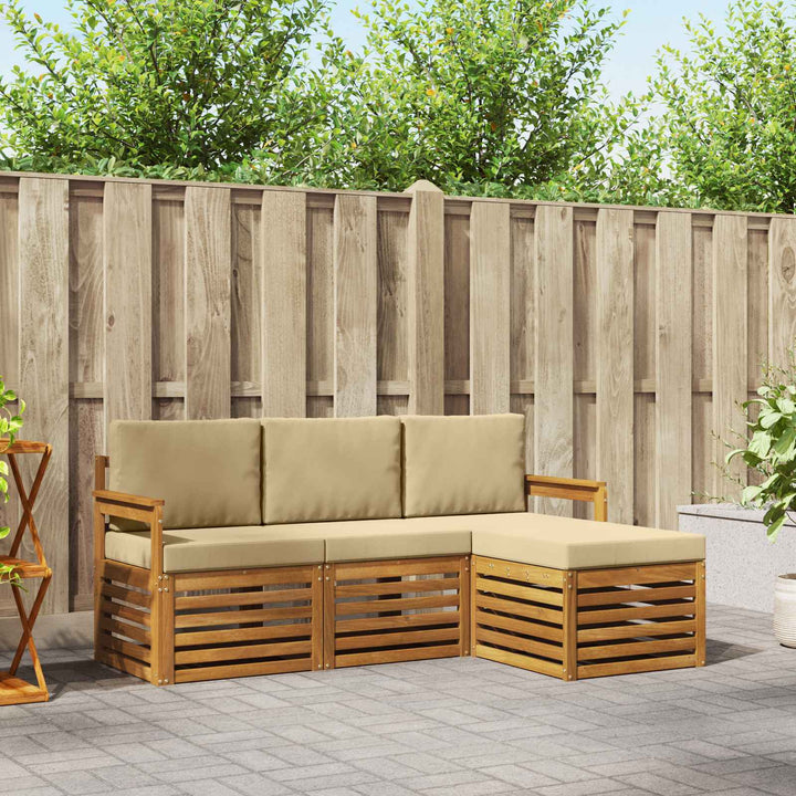 Udendørs sofagruppe med pude 4 pcs Naturlig og Beige