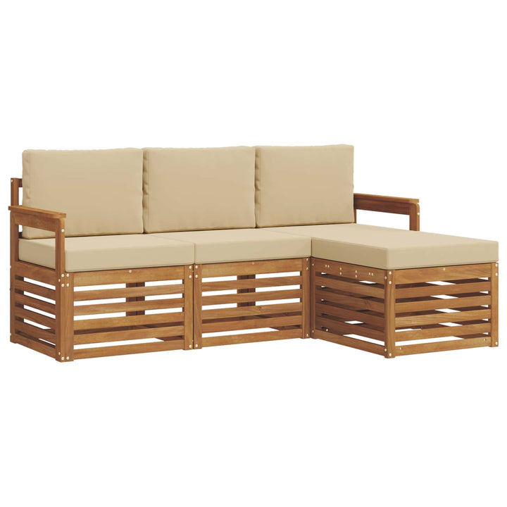Udendørs sofagruppe med pude 4 pcs Naturlig og Beige