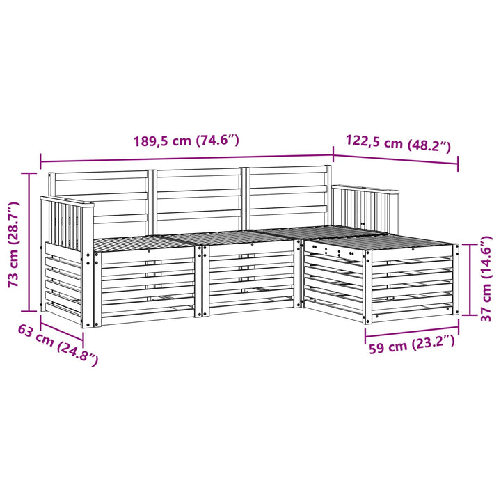 Udendørs sofagruppe 4 pcs Naturfarvet