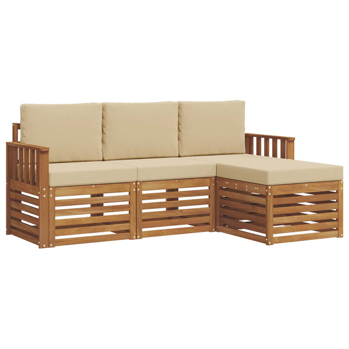 Udendørs sofagruppe med pude 4 pcs Naturlig og Beige