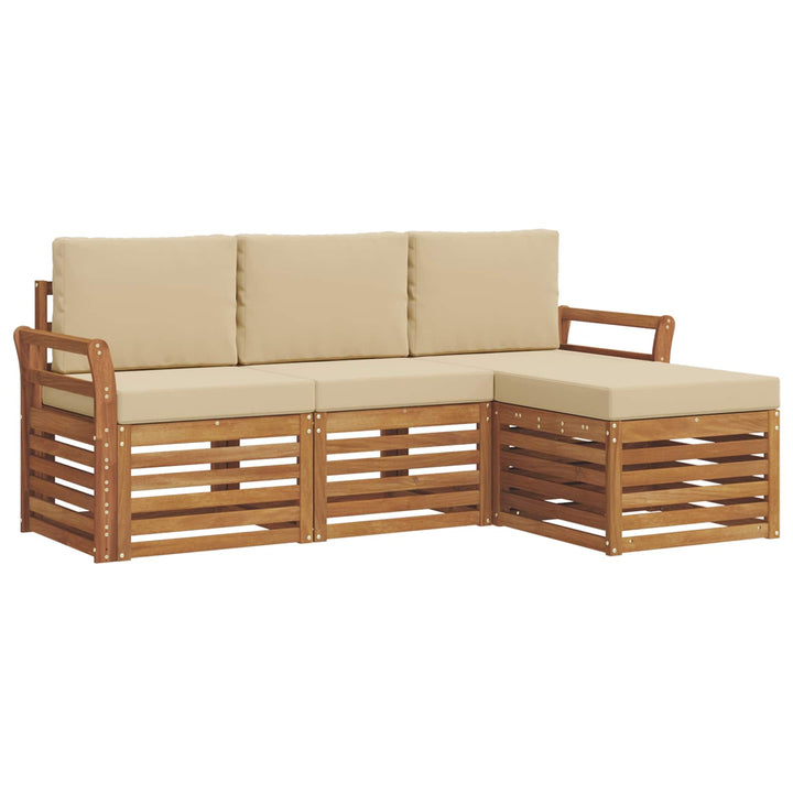 Udendørs sofagruppe med pude 4 pcs Naturlig og Beige