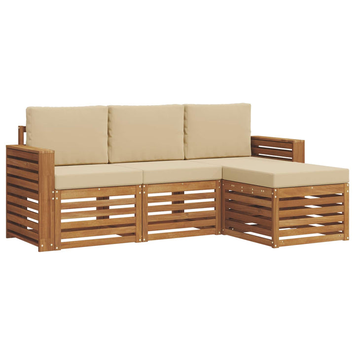 Udendørs sofagruppe med pude 4 pcs Naturlig og Beige