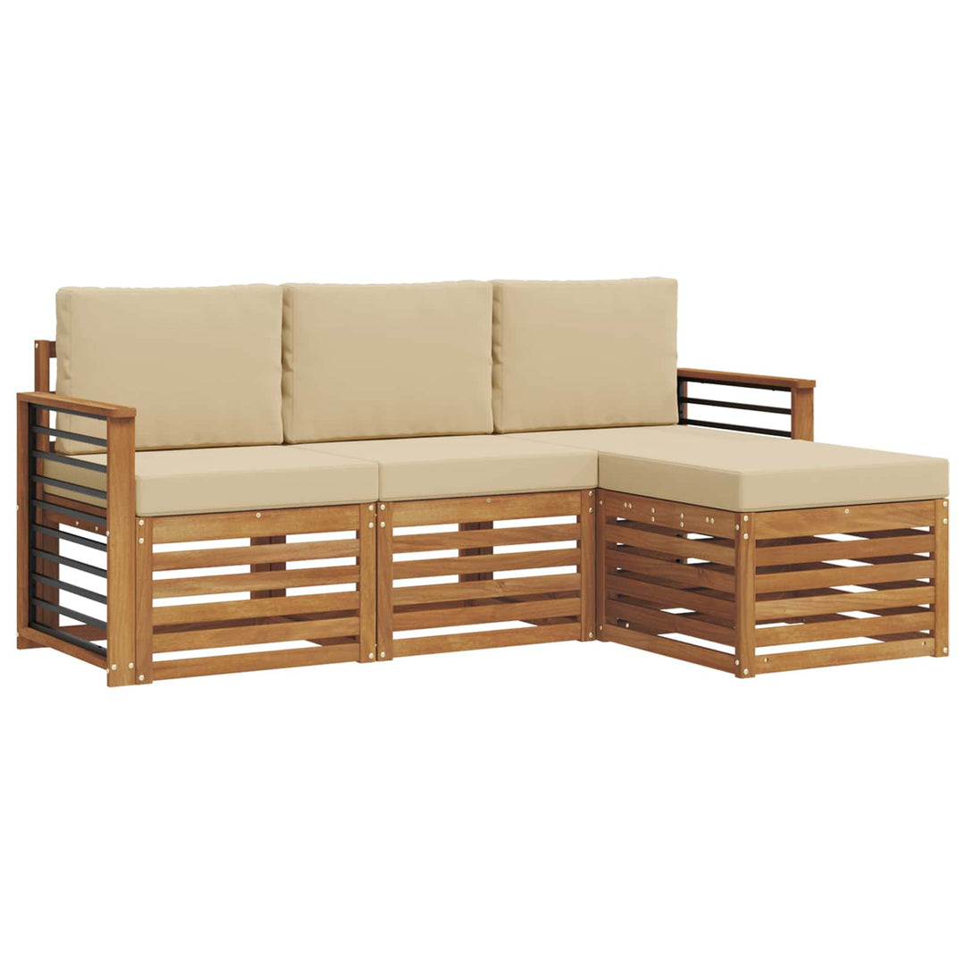 Udendørs sofagruppe med pude 4 pcs Naturlig og Beige