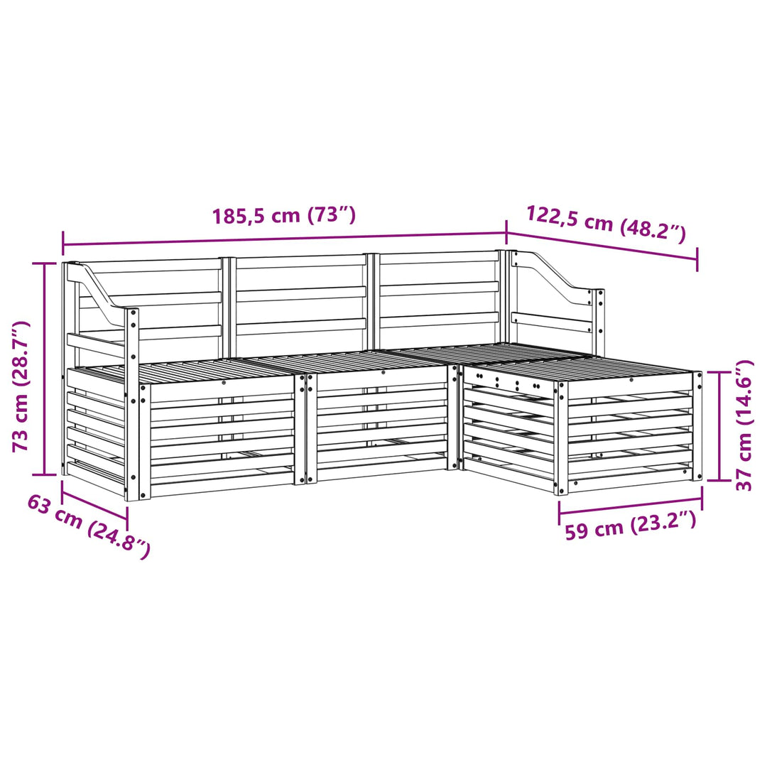 Udendørs sofagruppe 4 pcs Naturfarvet