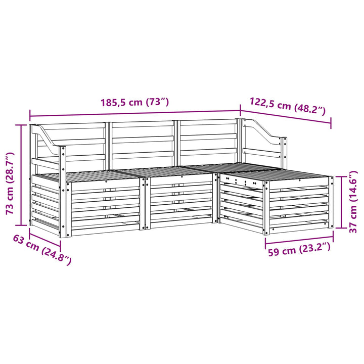 Udendørs sofagruppe 4 pcs Naturfarvet