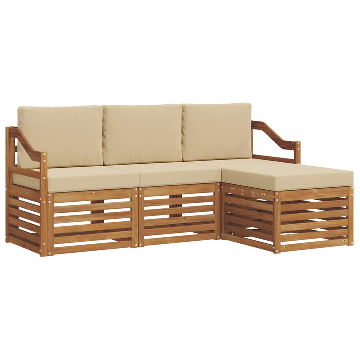 Udendørs sofagruppe med pude 4 pcs Naturlig og Beige