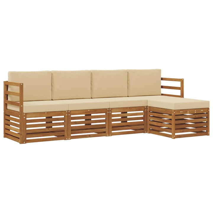 Udendørs sofagruppe med pude 5 pcs Naturlig og Beige