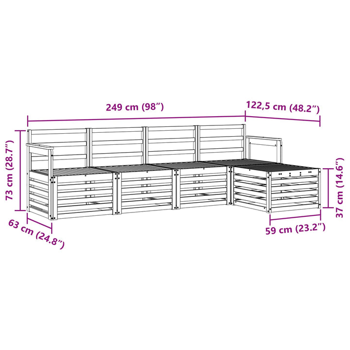 Udendørs sofagruppe 5 pcs Naturfarvet