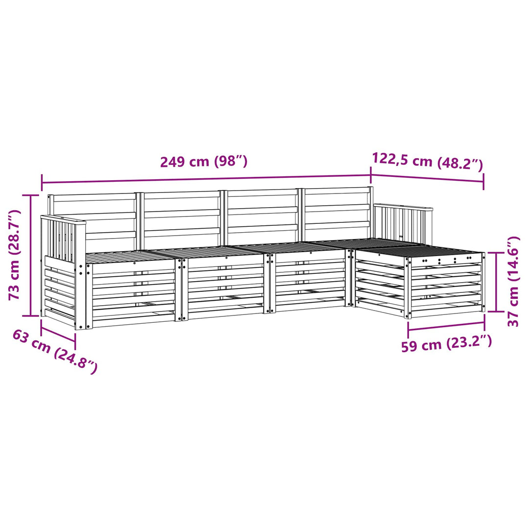 Udendørs sofagruppe 5 pcs Naturfarvet
