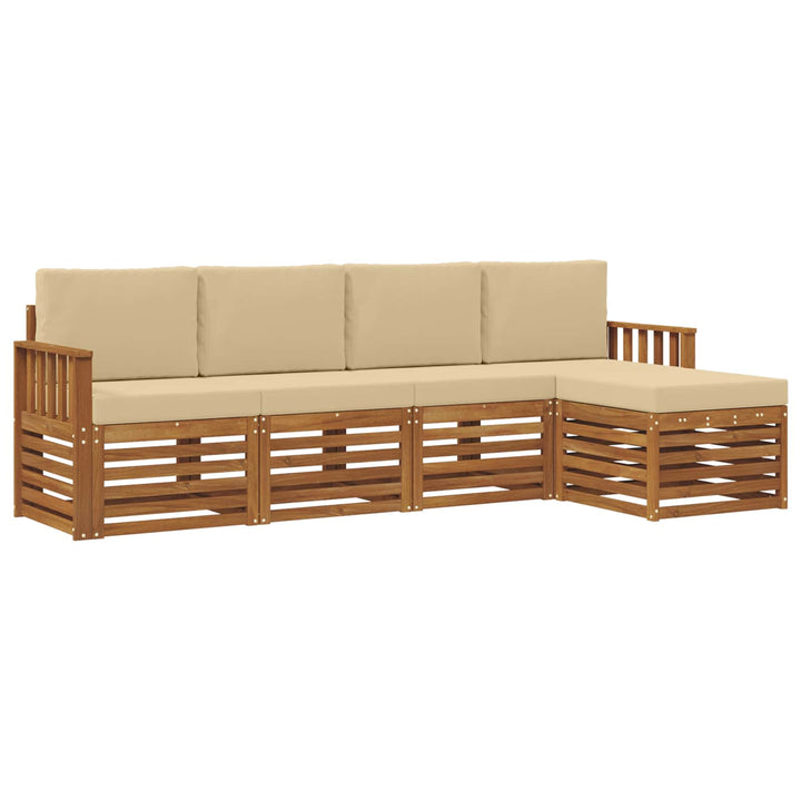 Udendørs sofagruppe med pude 5 pcs Naturlig og Beige