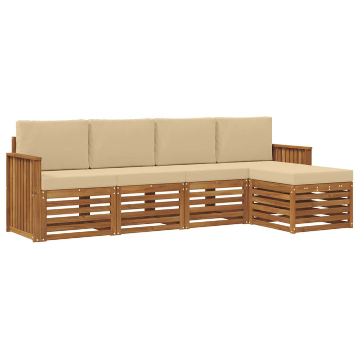 Udendørs sofagruppe med pude 5 pcs Naturlig og Beige