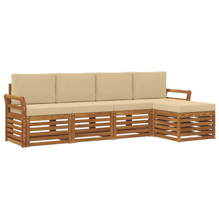 Udendørs sofagruppe med pude 5 pcs Naturlig og Beige